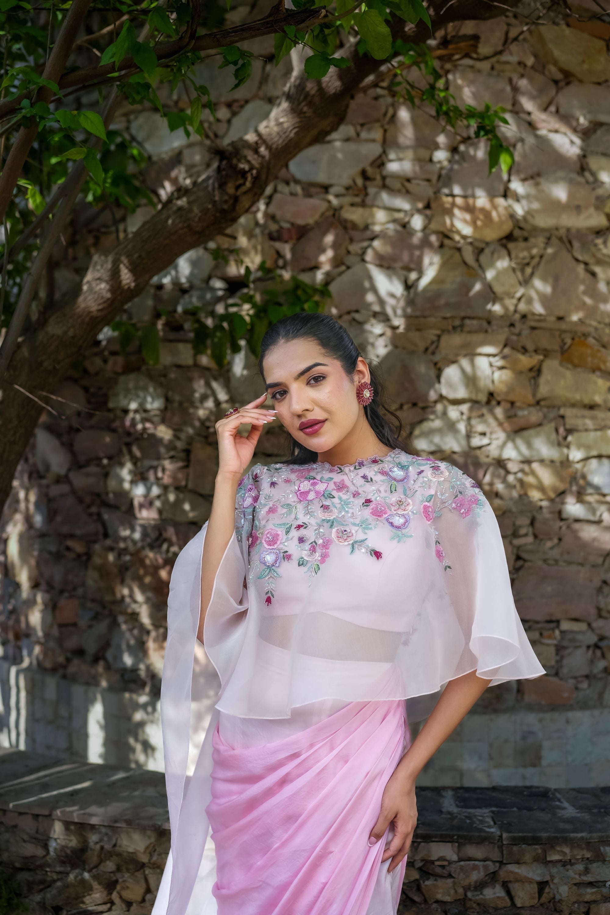 Blooming blush cape set