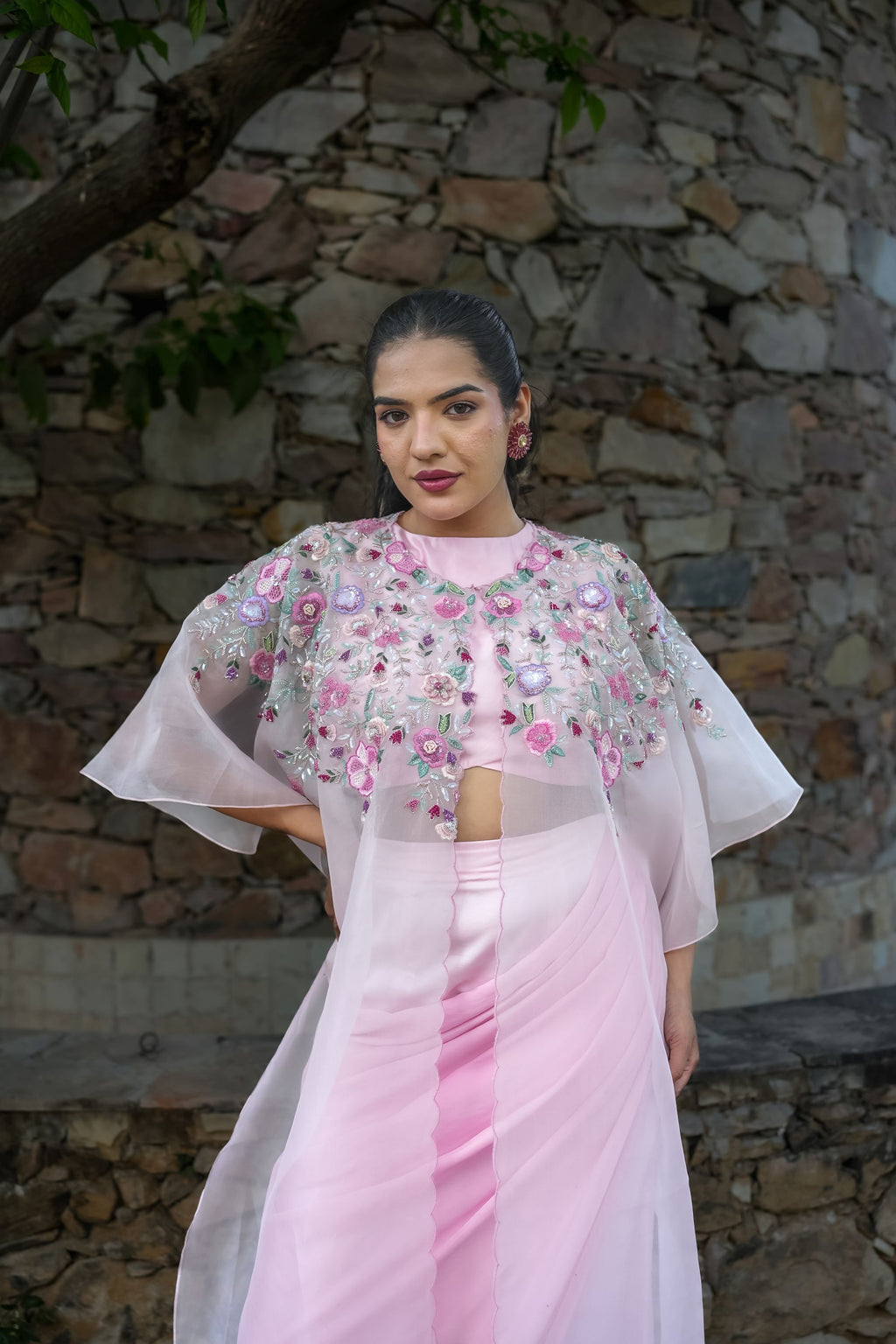 Blooming blush cape set