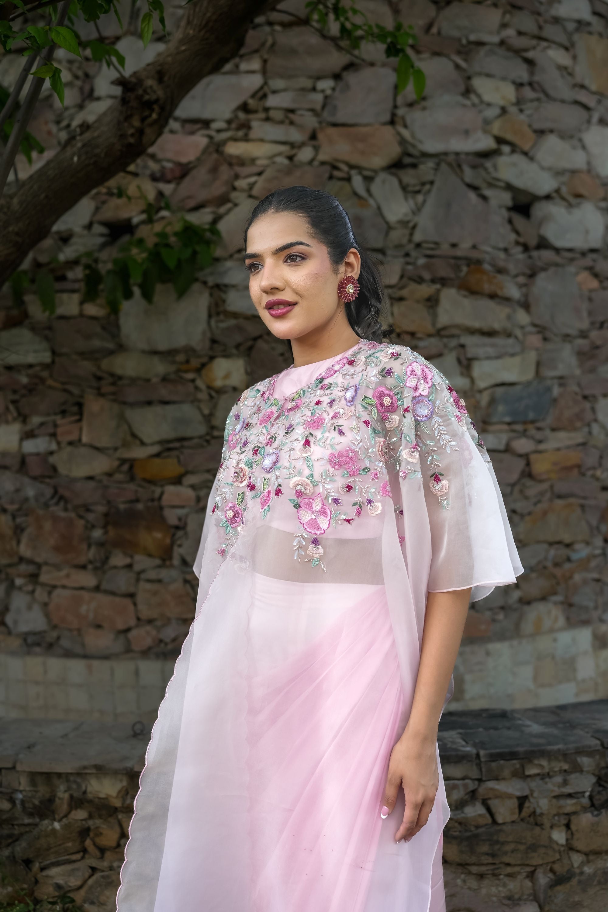 Blooming blush cape set