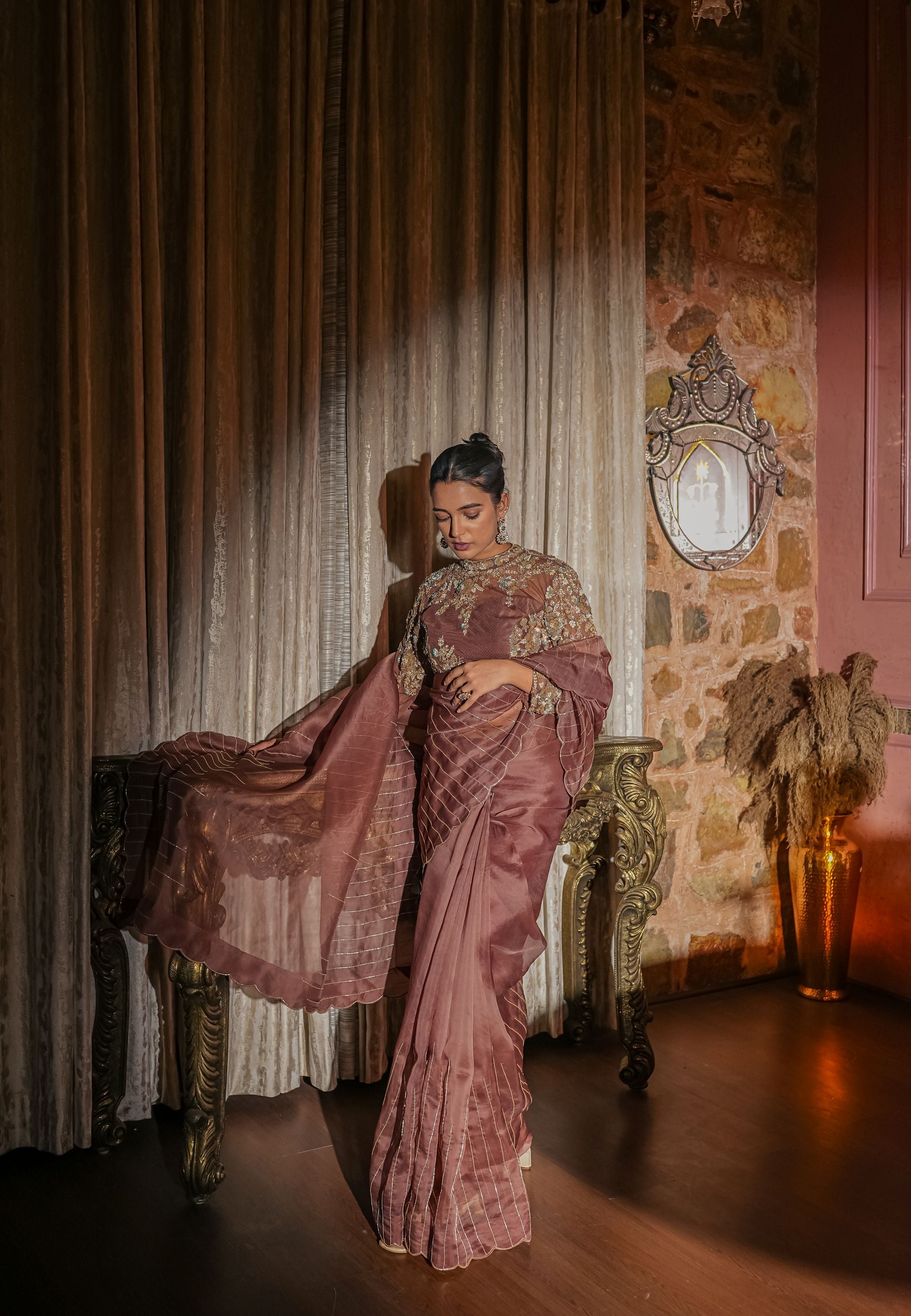 Midnight symphony saree set